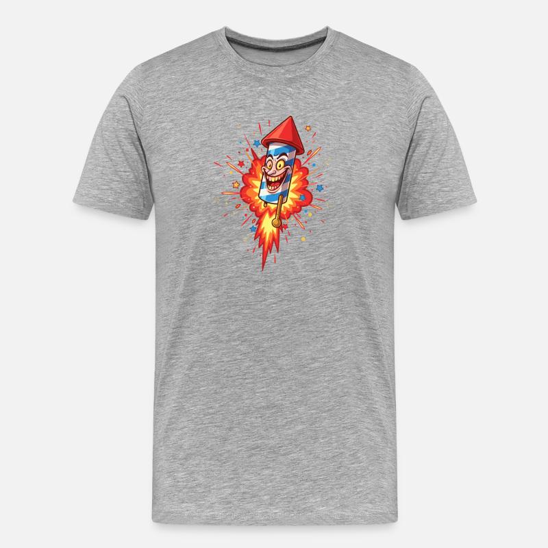 Explosion de dessin animé Rocket Rieur - T-shirt bio Premium Homme - gris chiné