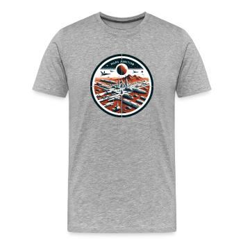 Mars Junction Spaceport Patch - Men's Premium Organic T-Shirt - heather grey - Front - Damien (186cm)