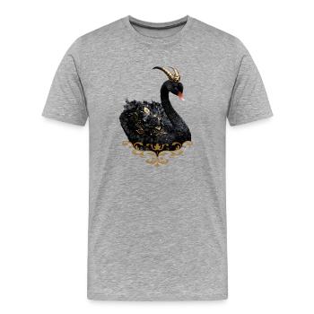 Black Swan with Golden Crown - Men's Premium Organic T-Shirt - heather grey - Front - Damien (186cm)