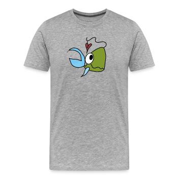 Dessin animé Sea Friend Fish Heart - T-shirt bio Premium Homme - gris chiné - Devant - Damien (186cm)