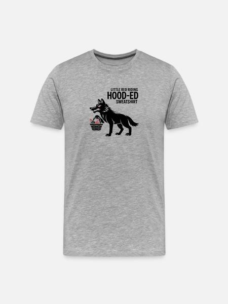 Märchen Wolf mit Korb - Männer Premium Bio T-Shirt - Grau meliert