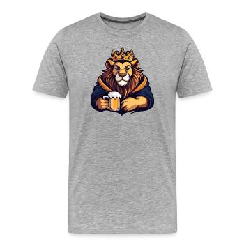 Roi de la Bière Lion - T-shirt bio Premium Homme - gris chiné - Devant - Damien (186cm)