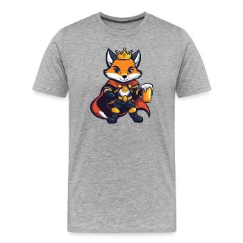 Roi de la Bière Fox - T-shirt bio Premium Homme - gris chiné - Devant - Damien (186cm)