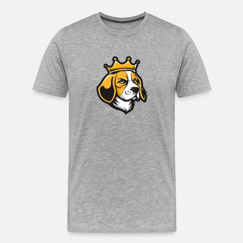 Beagle Hund Krone - Männer Premium Bio T-Shirt - Grau meliert