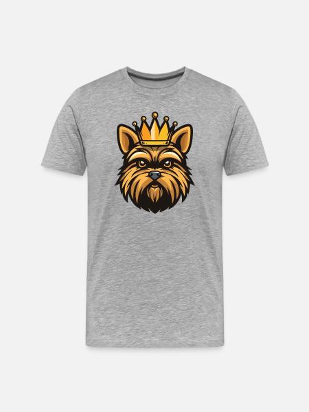 Yorkshire Terrier Hund Krone - Männer Premium Bio T-Shirt - Grau meliert