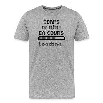 Dream Body Ongoing, Humor Geek Style Loading Pixel - Men's Premium Organic T-Shirt - heather grey - Front - Damien (186cm)