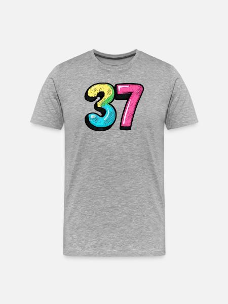 37 Nummer Farverig - Herre Premium T-shirt økologisk - grå meleret