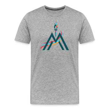 Symbole de la Montagne Flamme du Sommet - T-shirt bio Premium Homme - gris chiné - Devant - Damien (186cm)