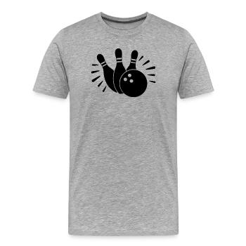 Bowlingkugel und Kegel - Männer Premium Bio T-Shirt - Grau meliert - Vorne - Damien (186cm)