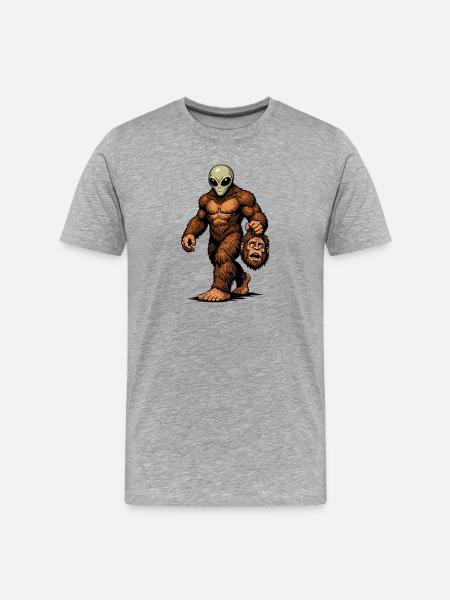 Bigfoot Alien Sasquatch UFO Science Fiction - Men's Premium Organic T-Shirt - heather grey