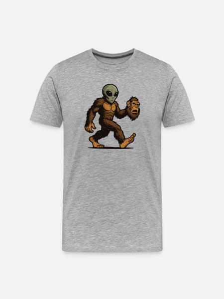 Bigfoot Alien Sasquatch UFO Science Fiction - Men's Premium Organic T-Shirt - heather grey