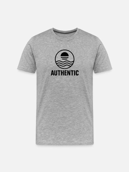 Authentic Sun Circle Wave Logo - Men's Premium Organic T-Shirt - heather grey