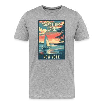 Explore Saratoga Lake In New York State - Men's Premium Organic T-Shirt - heather grey - Front - Damien (186cm)