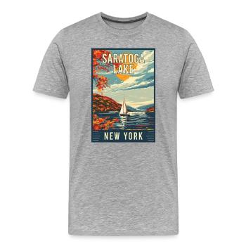 Discover Saratoga Lake In New York State - Men's Premium Organic T-Shirt - heather grey - Front - Damien (186cm)