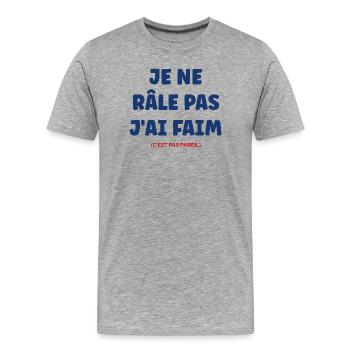 Je ne râle pas j'ai faim - T-shirt bio Premium Homme - gris chiné - Devant - Damien (186cm)