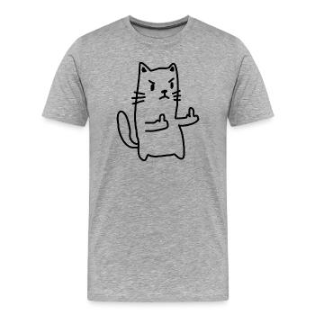 Doigt d’honneur du chat - T-shirt bio Premium Homme - gris chiné - Devant - Damien (186cm)