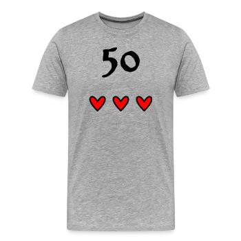 50. 50 ANS. 50e ANNIVERSAIRE. ANNIVERSAIRE 50 ANS. - T-shirt bio Premium Homme - gris chiné - Devant - Damien (186cm)