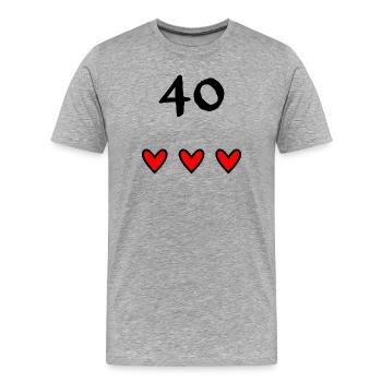 40. 40 ANS. 40e ANNIVERSAIRE. ANNIVERSAIRE 40 ANS. - T-shirt bio Premium Homme - gris chiné - Devant - Damien (186cm)