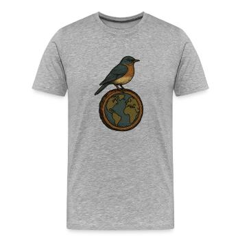 Robin auf World Globe - Männer Premium Bio T-Shirt - Grau meliert - Vorne - Damien (186cm)