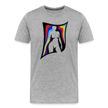 Schattenfigur mit Regenbogenflügeln - Männer Premium Bio T-Shirt - Grau meliert - Vorne - Damien (186cm)