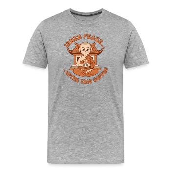 Inner Peace Coffee Zen Monk - Men's Premium Organic T-Shirt - heather grey - Front - Damien (186cm)