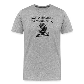 Tee des lignes de combat de Mayfly Maniac - T-shirt bio Premium Homme - gris chiné - Devant - Damien (186cm)