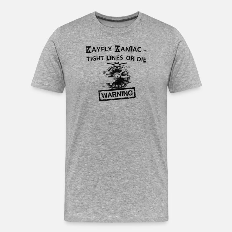 Mayfly Maniac Kampflinien Abschlag - Männer Premium Bio T-Shirt - Grau meliert