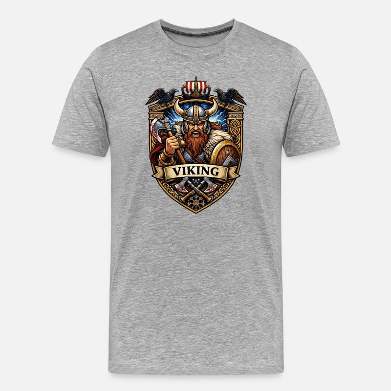 Vikinger Krieger Schildemblem - Männer Premium Bio T-Shirt - Grau meliert