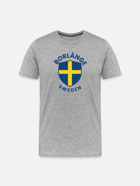 Borlänge-Schild: Schwedisches Flaggendesign - Männer Premium Bio T-Shirt - Grau meliert