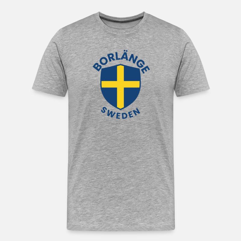 Borlänge-Schild: Schwedisches Flaggendesign - Männer Premium Bio T-Shirt - Grau meliert