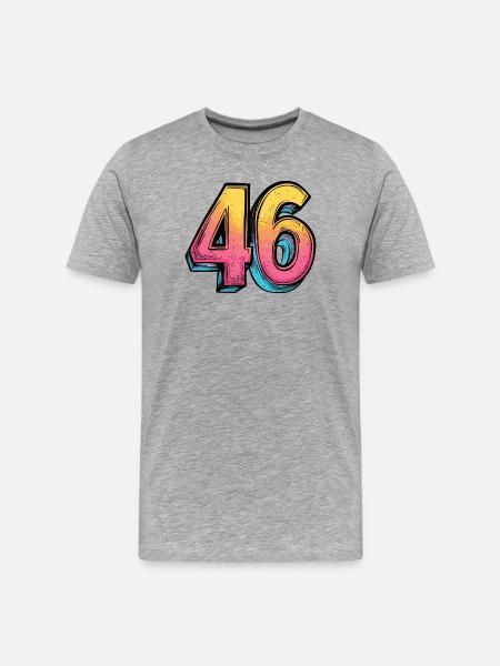 46 Zahl Bunt - Männer Premium Bio T-Shirt - Grau meliert