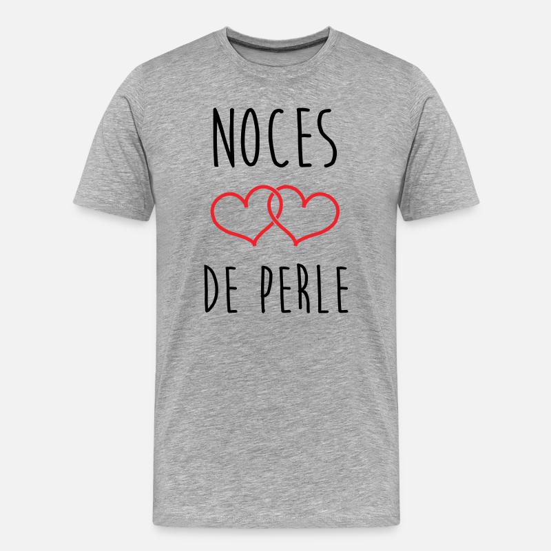 Pearl Wedding 30 Jahre - Männer Premium Bio T-Shirt - Grau meliert