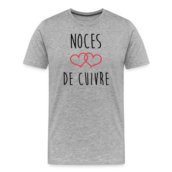 Copper Wedding 32 Years of Happiness - Men's Premium Organic T-Shirt - heather grey - Front - Damien (186cm)