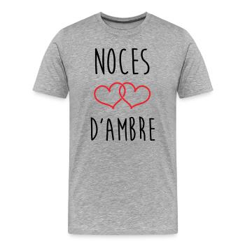 Amber Wedding 34 years of marriage - Men's Premium Organic T-Shirt - heather grey - Front - Damien (186cm)