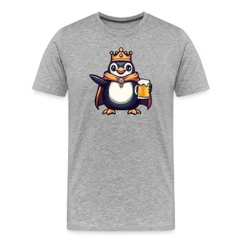 Le Roi de la Bière Pingouin - T-shirt bio Premium Homme - gris chiné - Devant - Damien (186cm)