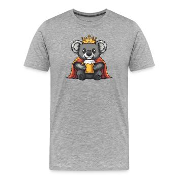Roi de la Bière Koala - T-shirt bio Premium Homme - gris chiné - Devant - Damien (186cm)