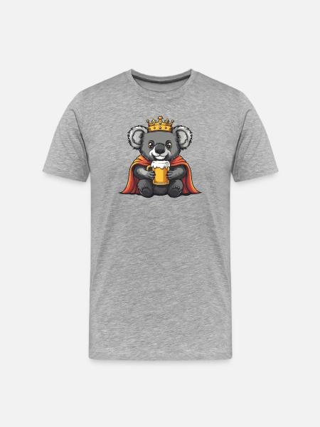 Koala Beer King - Men's Premium Organic T-Shirt - heather grey