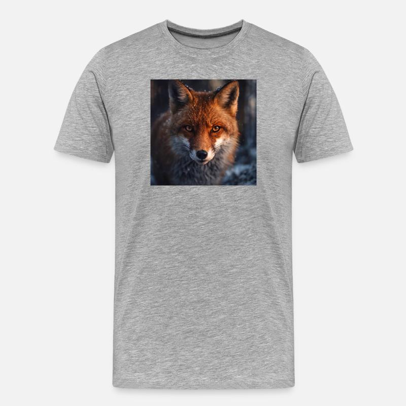 Fuchs-Erkundung bei Einbruch der Dämmerung - Männer Premium Bio T-Shirt - Grau meliert