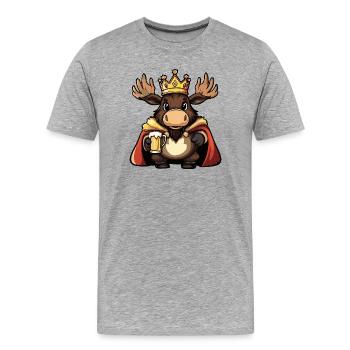 Roi de la Bière d’Orignal - T-shirt bio Premium Homme - gris chiné - Devant - Damien (186cm)