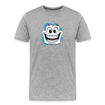Happy Laughing cartoon face in white and happy eye - Men's Premium Organic T-Shirt - heather grey - Front - Damien (186cm)