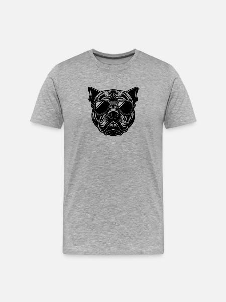 Bulldogge mit Sonnenbrille - Männer Premium Bio T-Shirt - Grau meliert