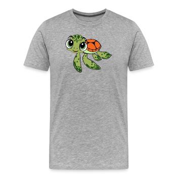 Fröhliche Schildkrötenkarikatur - Männer Premium Bio T-Shirt - Grau meliert - Vorne - Damien (186cm)