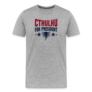 Cthulhu für Präsidenten - Männer Premium Bio T-Shirt - Grau meliert - Vorne - Damien (186cm)