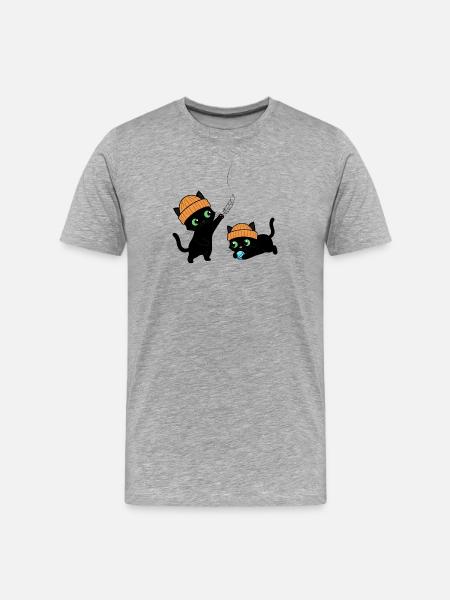 Two cute kittens playing. Unique. - Men's Premium Organic T-Shirt - heather grey