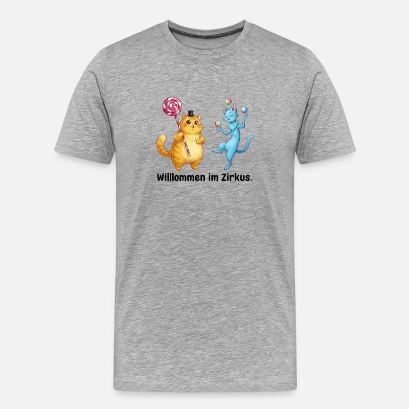 Zirkuskatzen Wunderwelt - Männer Premium Bio T-Shirt - Grau meliert