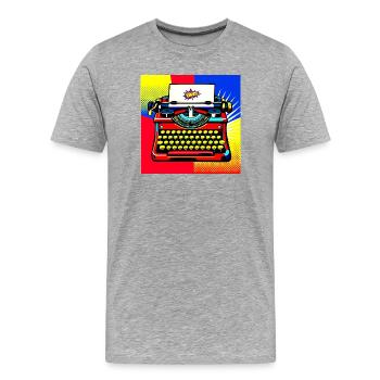 Pop Art Bang Schreibmaschine - Männer Premium Bio T-Shirt - Grau meliert - Vorne - Damien (186cm)