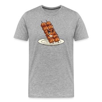 Grilled skewer hero - Men's Premium Organic T-Shirt - heather grey - Front - Damien (186cm)