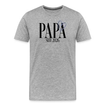 Papa since 2026 - Men's Premium Organic T-Shirt - heather grey - Front - Damien (186cm)