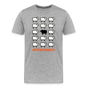 Anticonformiste - Mouton Noir - Punk Anarchiste - T-shirt bio Premium Homme - gris chiné - Devant - Damien (186cm)
