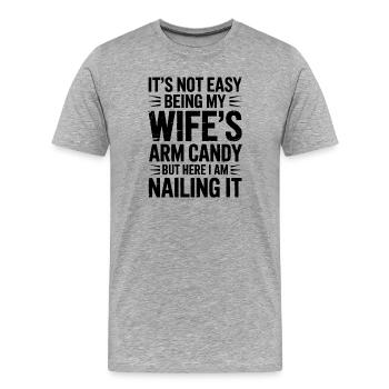 Ehefrau Sprüche Ehefrauen Lustige Ehefrau Geschenk - Männer Premium Bio T-Shirt - Grau meliert - Vorne - Damien (186cm)